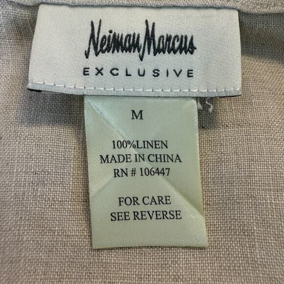 Neiman Marcus Womens Linen Jacket Wood Buttons Size M Lagenlook Minimalist VTG - Picture 5 of 6